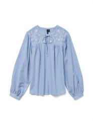 Vero Moda Bluzka w kolorze błękitnym rozmiar: XL. Niebieskie bluzki Vero Moda, xl, bez wzorów, z bawełny, bez kołnierzyka, bez ramiączek. Za 118.56 zł.