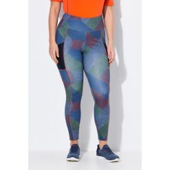 Damskie Funkcjonalne legginsy pleciony wzór siatkowa kieszeń. Niebieskie legginsy Ulla Popken, plus size, bez wzorów, z materiału. Za 244.99 zł.