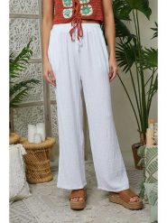 Le Monde du Lin Lniane spodnie w kolorze białym rozmiar: 40/42. Białe spodnie materiałowe Le Monde du Lin, bez wzorów, ze lnu, z standardowym stanem. Za 121.99 zł.