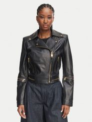 Elisabetta Franchi Kurtka skórzana GD-01Z-66E2-V1490 Czarny Regular Fit. Czarne kurtki Elisabetta Franchi, bez wzorów, ze skóry, bez kaptura. Za 6,369.00 zł.