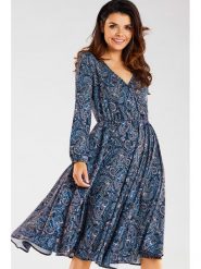 Awama Sukienka w kolorze granatowym ze wzorem rozmiar: M. Niebieskie sukienki Awama, m, bez wzorów, bez kołnierzyka, bez ramiączek, midi. Za 190.95 zł.