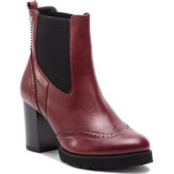 Botki BALDACCINI - 103850-N Buffalo Bordo. Czerwone botki Baldaccini, bez wzorów, ze skóry, bez obcasa, na obcasie, bez zapięcia. W wyprzedaży za 239.00 zł.