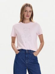 Guess T-Shirt V5BI16 K8FQ4 Różowy Regular Fit. Czerwone t-shirty Guess, s, z aplikacjami, z bawełny, bez kołnierzyka, bez ramiączek. Za 139.99 zł.