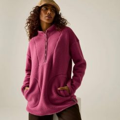 Damska bluza polarowa Frankie Borg Longline Half Zip. Fioletowe bluzy Regatta, bez wzorów, z materiału, bez kaptura. Za 315.00 zł.