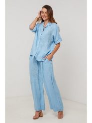 Lin Passion Lniana koszula w kolorze błękitnym rozmiar: 38/40. Niebieskie koszule Lin Passion, bez wzorów, ze lnu, klasyczne, bez kołnierzyka, bez ramiączek. Za 165.99 zł.