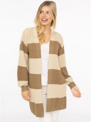 Zwillingsherz Kardigan w kolorze beżowo-jasnobrązowym rozmiar: onesize. Brązowe kardigany Zwillingsherz, bez wzorów, prążkowane. Za 226.24 zł.