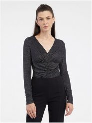 Orsay Bluzka-body w kolorze czarnym rozmiar: M. Czarne bluzki Orsay, m, bez wzorów, bez kołnierzyka, bez ramiączek. Za 52.67 zł.