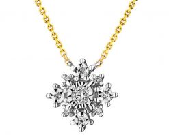 Naszyjnik z żółtego i białego złota z diamentami - 0,08 ct - próba 585. Białe naszyjniki Apart, z diamentem, złote. Za 2,090.00 zł.