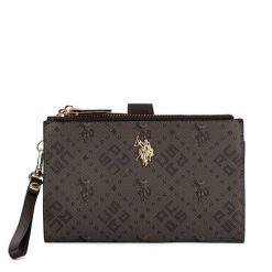 Duży Portfel Damski U.S. Polo Assn. Brązowe portfele U.S. Polo Assn., bez wzorów. Za 199.99 zł.