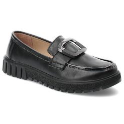 Czarne Mokasyny Filippo Wsuwane Eleganckie Obuwie Damskie. Czarne mokasyny Filippo, bez wzorów, ze skóry, bez obcasa. Za 169.00 zł.