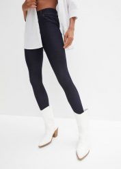 Legginsy w optyce dżinsu z mieszanki bawełny. Niebieskie legginsy bonprix, bez wzorów, z bawełny. Za 119.99 zł.