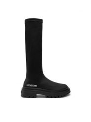 LOVE MOSCHINO Kozaki JA26025G1LIMZ000 Czarny. Czarne kozaki Love Moschino, z materiału, bez obcasa, na płaskiej podeszwie, bez zapięcia. Za 849.99 zł.