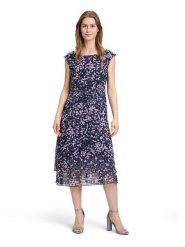 BETTY & CO Sukienka w kolorze granatowo-fioletowym rozmiar: 36. Niebieskie sukienki Betty & Co, na co dzień, bez wzorów, bez kołnierzyka, bez ramiączek, midi, proste. Za 179.95 zł.