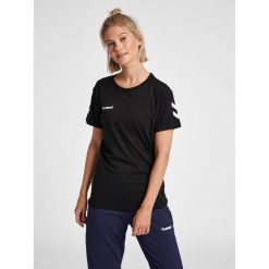 Koszulka sportowa z krótkim rękawem damska Hummel hmlGO cotton. Białe koszulki sportowe Hummel, bez wzorów, bez ramiączek, do piłki nożnej. Za 59.00 zł.