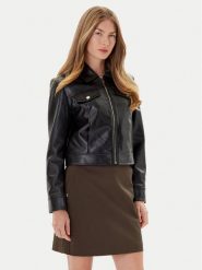 Morgan Kurtka z imitacji skóry 252-GNOLA Czarny Regular Fit. Czarne kurtki Morgan, bez wzorów, ze skóry, bez kaptura. Za 319.99 zł.