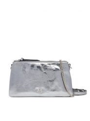 PINKO Torebka Double Mini Al 25-26 PLTT 105359 A2OT Srebrny. Szare torebki klasyczne Pinko, bez wzorów, ze skóry, bez dodatków. Za 1,379.00 zł.