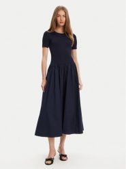 STAUD Sukienka codzienna Laroquette R25S2252PM Granatowy Regular Fit. Niebieskie sukienki STAUD, na co dzień, l, bez wzorów, z bawełny, bez kołnierzyka, bez ramiączek, proste. Za 1,539.00 zł.