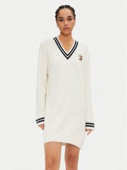 Tommy Jeans Sukienka dzianinowa DW0DW19810 Écru Relaxed Fit. Sukienki Tommy Jeans, m, bez wzorów, z dzianiny, bez kołnierzyka, bez ramiączek. Za 289.99 zł.
