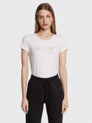 EA7 Emporio Armani T-Shirt 8NTT66 TJFKZ 0101 Biały Slim Fit. Białe t-shirty EA7 Emporio Armani, m, bez wzorów, z bawełny, bez kołnierzyka, bez ramiączek. Za 149.99 zł.