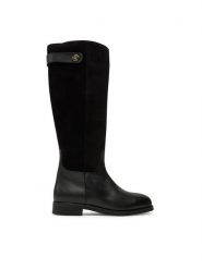 Tommy Hilfiger Kozaki Th Stud Leather Mix Long Boot FW0FW08341 Czarny. Czarne kozaki TOMMY HILFIGER, ze skóry, bez obcasa, na płaskiej podeszwie, bez zapięcia. Za 1,099.00 zł.