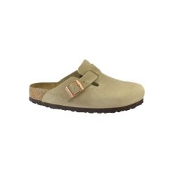Kapcie Birkenstock Boston Sfb Leoi Damskie. Brązowe obuwie domowe Birkenstock, bez wzorów, z materiału, bez zapięcia. Za 604.75 zł.
