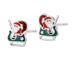 Kolczyki srebrne z emalią - święty Mikołaj. Szare kolczyki Apart, srebrne. Za 99.00 zł.