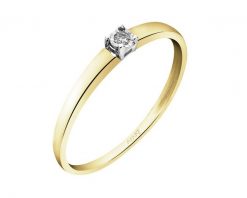 Pierścionek z żółtego złota z brylantem - 0,01 ct - próba 375. Żółte pierścionki Apart, z brylantem, złote. Za 729.00 zł.