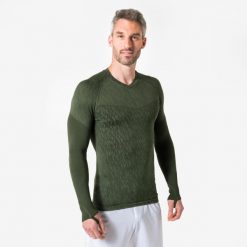 Podkoszulek termiczny z długim rękawem Kipsta Keepdry. Brązowe bielizna sportowa KIPSTA, m, bez wzorów, z elastanu. Za 79.99 zł.