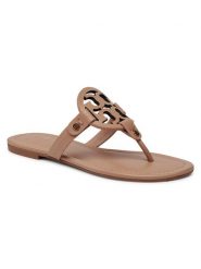 Tory Burch Japonki Miller 21168647 Beżowy. Brązowe klapki Tory Burch, bez wzorów, ze skóry, bez obcasa. Za 899.99 zł.