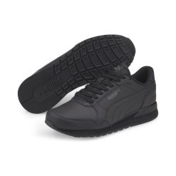 Młodzieżowe skórzane buty sportowe ST Runner v3 PUMA Black. Czarna obuwie sportowe Puma, z materiału, bez zapięcia, trekkingowe. Za 199.99 zł.