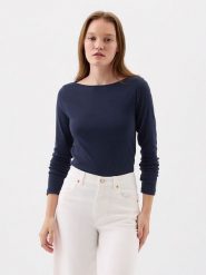 GAP Koszulka w kolorze granatowym rozmiar: XL. Niebieskie bluzki GAP, xl, bez wzorów, bez kołnierzyka, bez ramiączek. Za 79.21 zł.