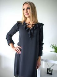 Sukienka Model Paloma Black - Jersa. Czarne sukienki Jersa, na co dzień, l, bez wzorów, z materiału, bez kołnierzyka, plus size, bez ramiączek. Za 501.53 zł.