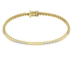 Bransoletka z żółtego złota z brylantami - 19 cm - 0,60 ct - próba 585. Żółte bransoletki Apart, z brylantem, złote. Za 12,290.00 zł.