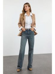 Trendyol Dżinsy - Comfort fit - w kolorze niebieskim rozmiar: 36. Niebieskie jeansy Trendyol, bez wzorów, z podwyższonym stanem. Za 97.95 zł.