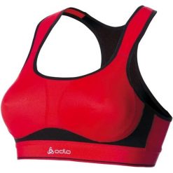 Stanik sportowy Odlo High Impact czerwono-czarny 70A dla kobiet. Czerwone bielizna sportowa Odlo, bez wzorów, bez ramiączek, do biegania. Za 134.99 zł.