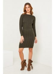So Cachemire Sukienka "Alavie" w kolorze khaki rozmiar: L. Brązowe sukienki So Cachemire, l, bez wzorów, z wełny, bez kołnierzyka, bez ramiączek, mini. Za 123.25 zł.