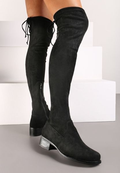 Czarne Kozaki Muszkieterki na Płaskiej Podeszwie ze Sznurkiem Avatiras. Czarne kozaki Renee, na zimę, bez obcasa, na płaskiej podeszwie, bez zapięcia. Za 109.99 zł.