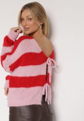 Czerwony Wiązany Kardigan Oversize w Paski z Dodatkiem Wełny i Wiskozy Retire. Czerwone kardigany Born2be, uniwersalny, bez wzorów, z dzianiny. Za 149.99 zł.