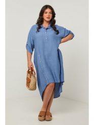 Curvy Lady Sukienka w kolorze niebieskim rozmiar: 44/46. Niebieskie sukienki Curvy Lady, bez wzorów, klasyczne, bez kołnierzyka, bez ramiączek, midi. Za 127.65 zł.
