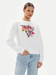 Guess Bluza W4YQ26 K9Z21 Biały Regular Fit. Białe bluzy Guess, xl, z aplikacjami, z syntetyku, bez kaptura. Za 379.99 zł.