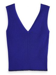 Scotch & Soda Top w kolorze niebieskim rozmiar: XL. Niebieskie topy Scotch & Soda, xl, bez wzorów, ze splotem, bez kołnierzyka, bez ramiączek. Za 110.29 zł.