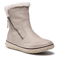 Botki Rieker. Brązowe botki Rieker, bez wzorów, bez obcasa, na płaskiej podeszwie, bez zapięcia. Za 272.99 zł.