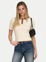 ONLY Polo Meddi 15363165 Beżowy Slim Fit. Brązowe koszulki polo Only, l, bez wzorów, z syntetyku, bez kołnierzyka, bez ramiączek. Za 129.99 zł.