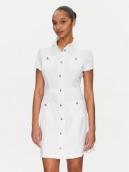 Guess Sukienka koszulowa W5GK70 KCBO2 Biały Regular Fit. Białe sukienki Guess, xl, z aplikacjami, z syntetyku, bez kołnierzyka, bez ramiączek, koszulowe. Za 419.99 zł.