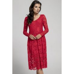 Długa sukienka z koronki na313. Czerwone sukienki Pepe, na jesień, xs, bez wzorów, z koronki, eleganckie, bez kołnierzyka, bez ramiączek, maxi. Za 169.00 zł.