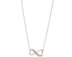 Naszyjnik z różowego złota z diamentami - serce, nieskończoność - 0,02 ct - próba 375. Czerwone naszyjniki Apart, z diamentem, złote. Za 1,149.00 zł.