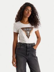 Guess T-Shirt W5BI28 J1314 Biały Slim Fit. Białe t-shirty Guess, s, z aplikacjami, z bawełny, bez kołnierzyka, bez ramiączek. Za 239.99 zł.