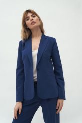 Elegancki Żakiet o Klasycznej Linii - Kobaltowy. Niebieskie marynarki i żakiety Nife, l, bez wzorów, z elastanu, eleganckie. Za 239.90 zł.