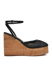 Badura Sandały EO-ALANA-25-3-12YY Czarny. Czarne sandały Badura, bez wzorów, z materiału, bez obcasa, na koturnie, bez zapięcia. Za 249.99 zł.