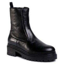 Gino Rossi ENZO-130 Czarny. Czarne botki Gino Rossi, bez wzorów, ze skóry, bez obcasa, bez zapięcia. Za 349.99 zł.